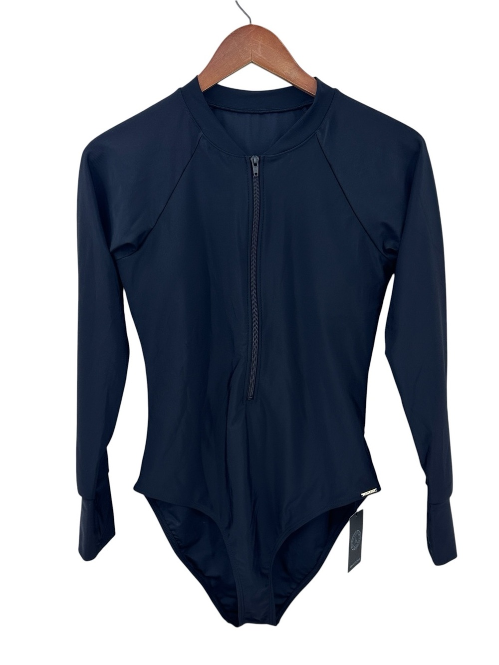 New RELLECIGA Swimsuit Long Sleeve One Piece Front Zip Black